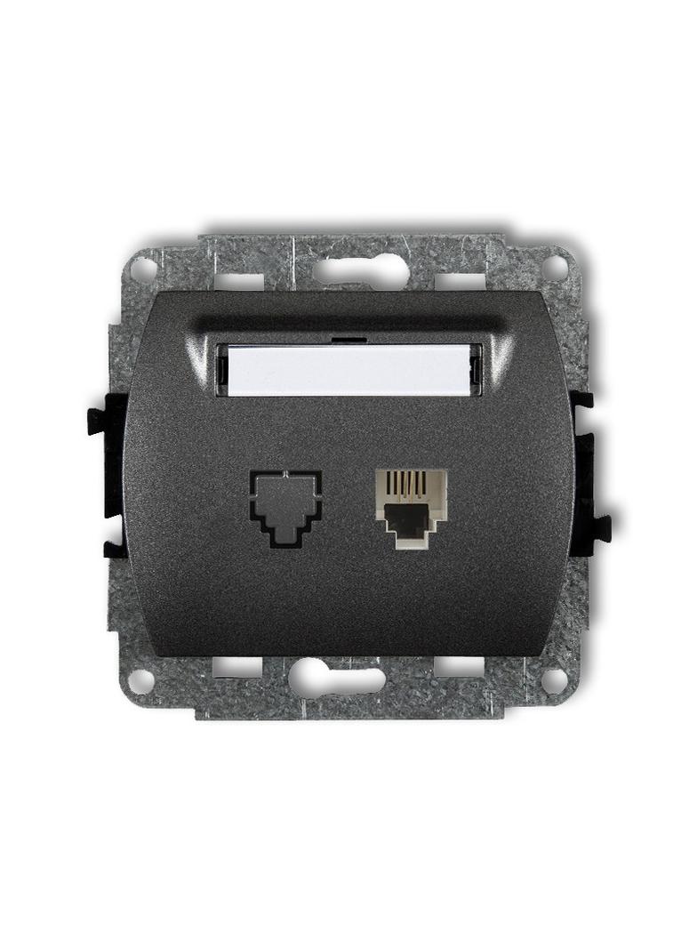 TREND Mechanizm gniazda telefonicznego pojedynczego 1xRJ11, 4-stykowy grafitowy