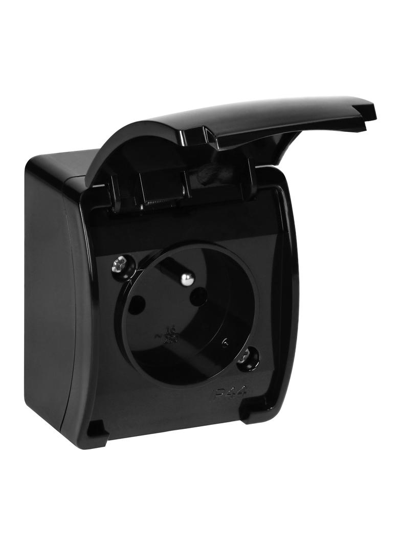 Gniazdo pojedyncze 2P+Z AQUATIC IP44 czarny OR-OE-7105/B ORNO