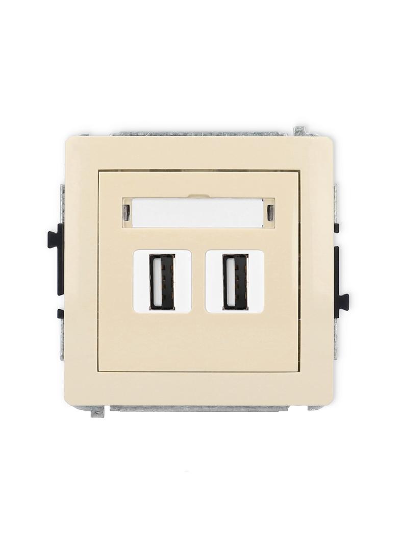 DECO Mechanizm gniazda podwójnego 2xUSB A-A 2.0 beżowy