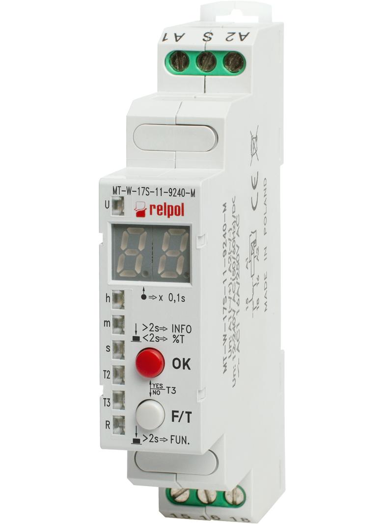 MT-W-17S-11-9240-M Uniwersalny, wielofunkcyjny przekaźnik czasowy z niezależną regulaacją czasów T1,
