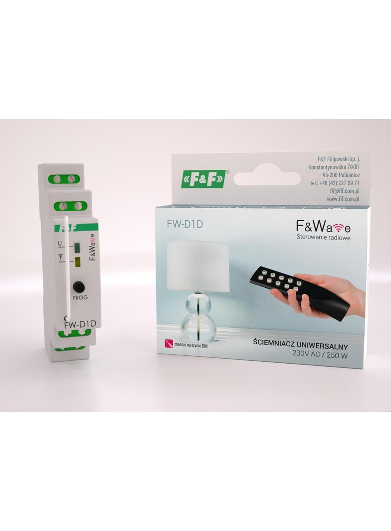 Radiowy ściemniacz uniwersalny 230V - montaż DIN 85-265V AC/DC FW-D1D F&F