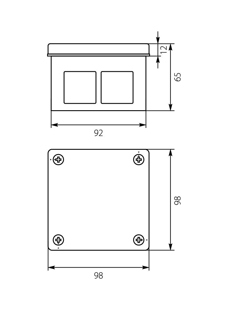 VP-43 Puszka n/t 98x98x65mm IP55 6-wl dł.gum. Z-ac. popiel VP 043-53 61.152 OPATÓWEK