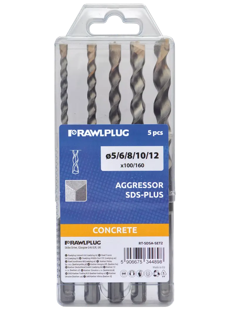 Zestaw wierteł do betonu Aggressor SDS Plus 5szt. RT-SDSA-SET2 RAWLPLUG