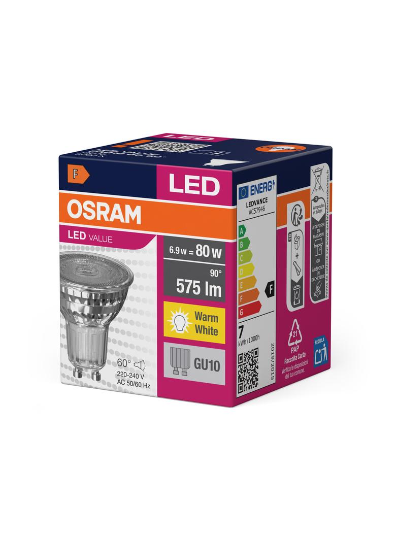 Lampa LED VALUE non-dim PAR16 80 60° 6,9W 830 GU10