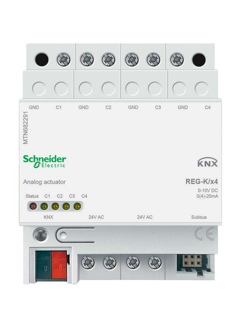 Schneider Electric KNX aktor analogowy REG-K 4-kr. 24 V jasnoszary