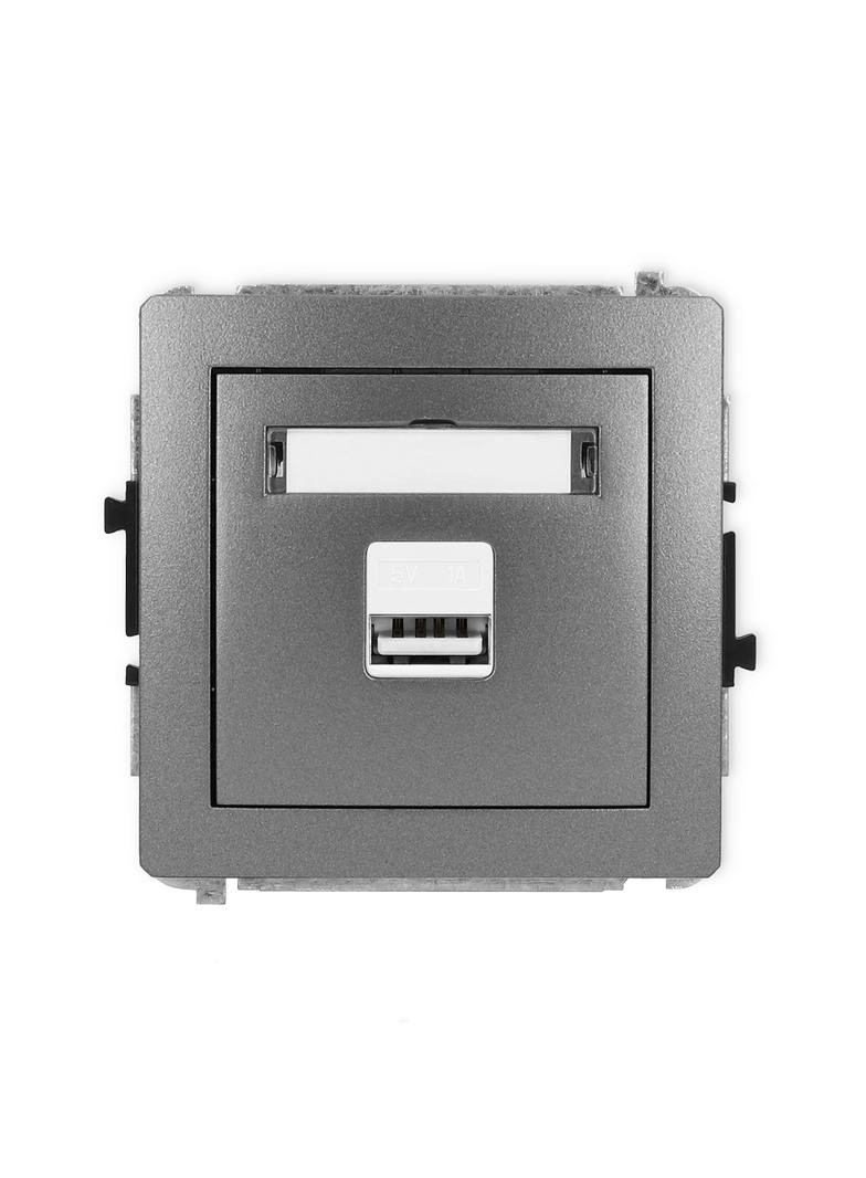 DECO Mechanizm ładowarki USB pojedynczej USB A, 5W max., 5V, 1A grafitowy