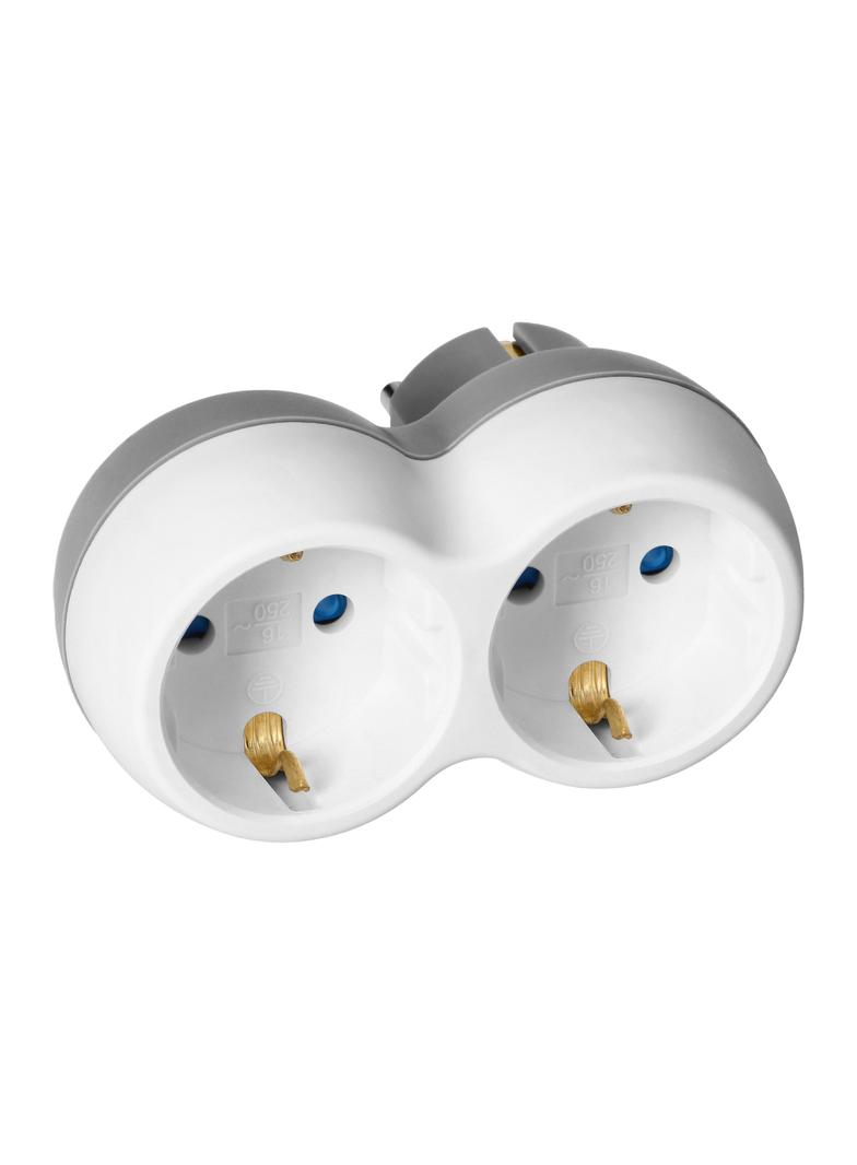 Rozgałęźnik 2x2P+Z (Schuko), biało-szary OR-AE-13238(GS) ORNO