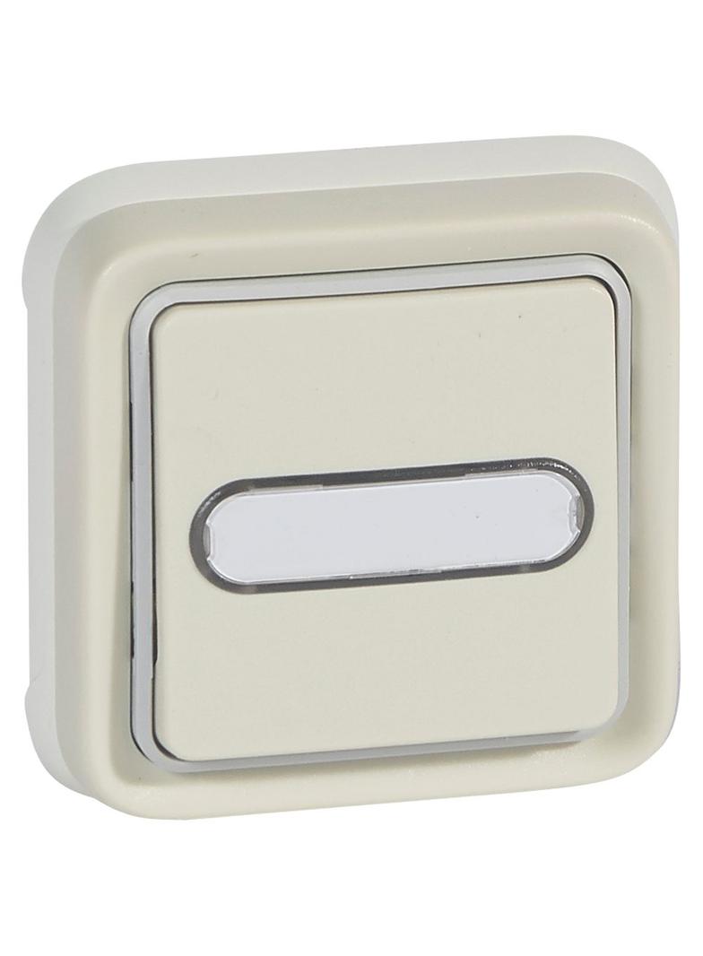 PLEXO55 PRZYCISK PODŚWIETLANY Z UCHWYTEM ETYKIETY BIAŁY 10AX-250V - KOMPLET PODTYNKOWY, Legrand