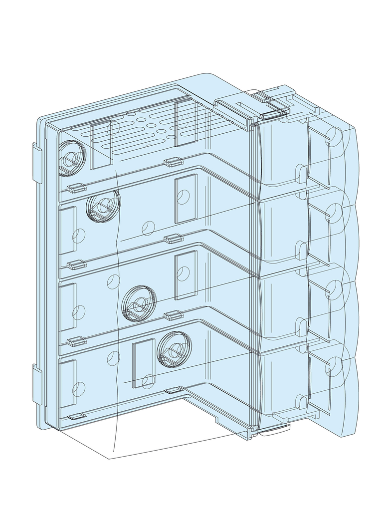 Rozdzielnice PrismaSet, blok zasilający do Compact NSX250 montowanego poziomo