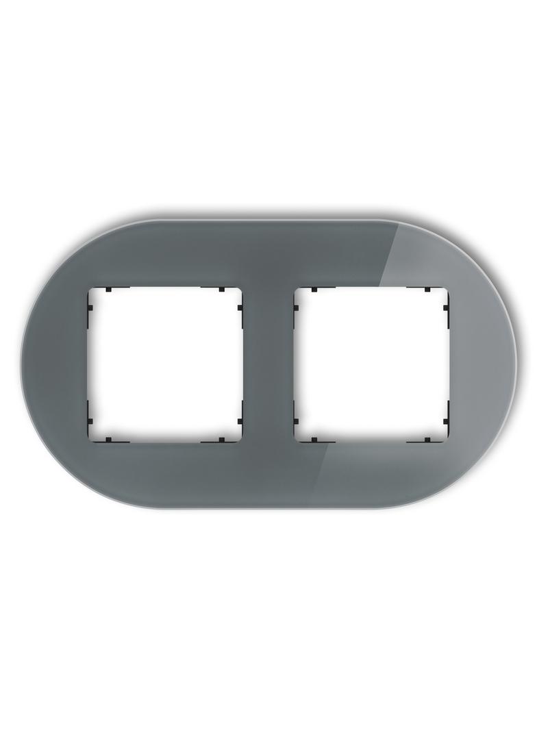 ICON Ramka uniwersalna podwójna okrągła - efekt szkła (ramka: grafitowa; spód: czarny) grafitowy