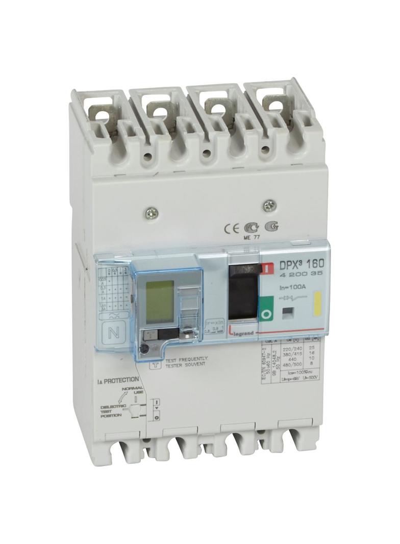 Wyłącznik DPX3 160 Z Zab. R-Pr. 4P 100A 16kA 420035 LEGRAND