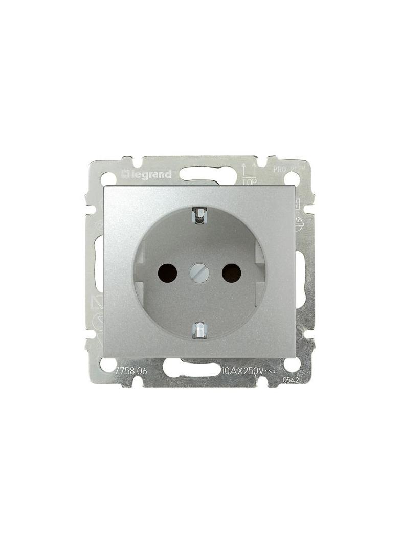 VALENA GNIAZDO POJEDYNCZE 2P+Z SCHUKO 16A-250V~ ALUMINIUM, Legrand