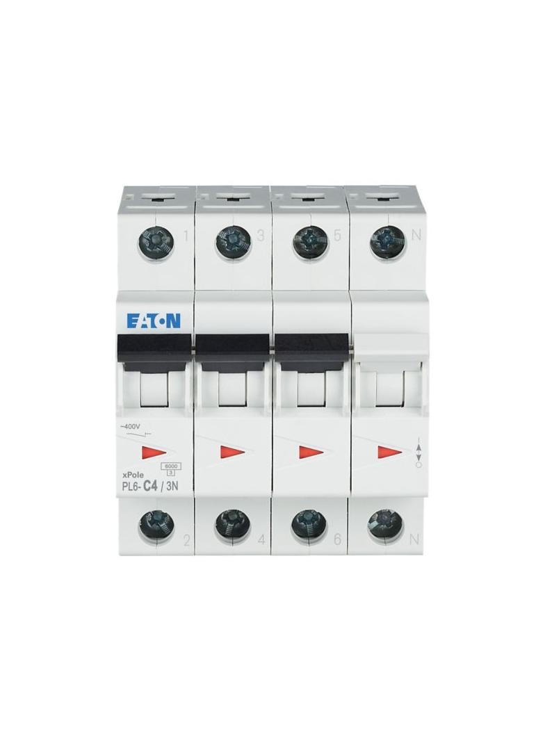 PL6-C4/3N Wyłącznik nadprądowy 6kA C4A 3P+N 106906 EATON
