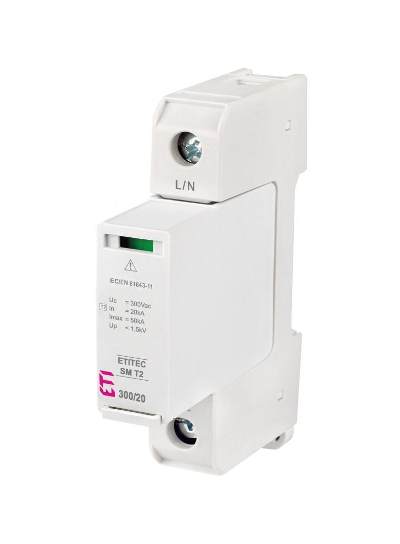 Ogranicznik przepięć T2 (C) - bez prądu upływu TEC SM T2 300/20 1+0 RC 002440745 ETI
