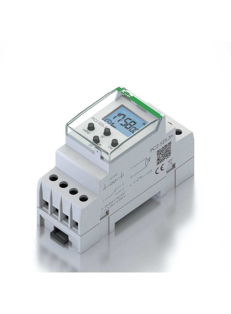 PCZ-525.3-PLUS  -  1-kanałowy, programowalny zegar astronomiczny z przerwą nocną, z zewnętrznym wejś
