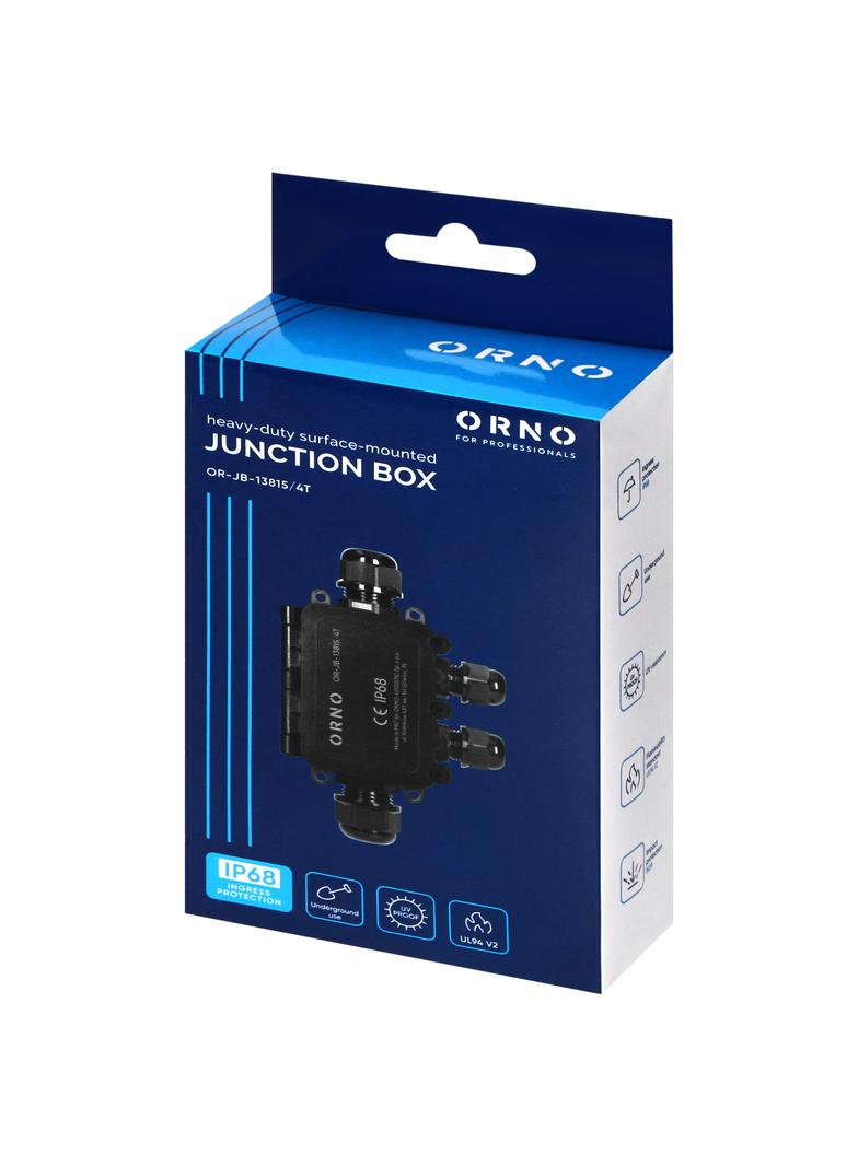Puszka natynkowy HD IP68, 0,5-6,0mm2 ,2 dławnice M20, 2 dławnice M16, układ T OR-JB-13815/4T ORNO