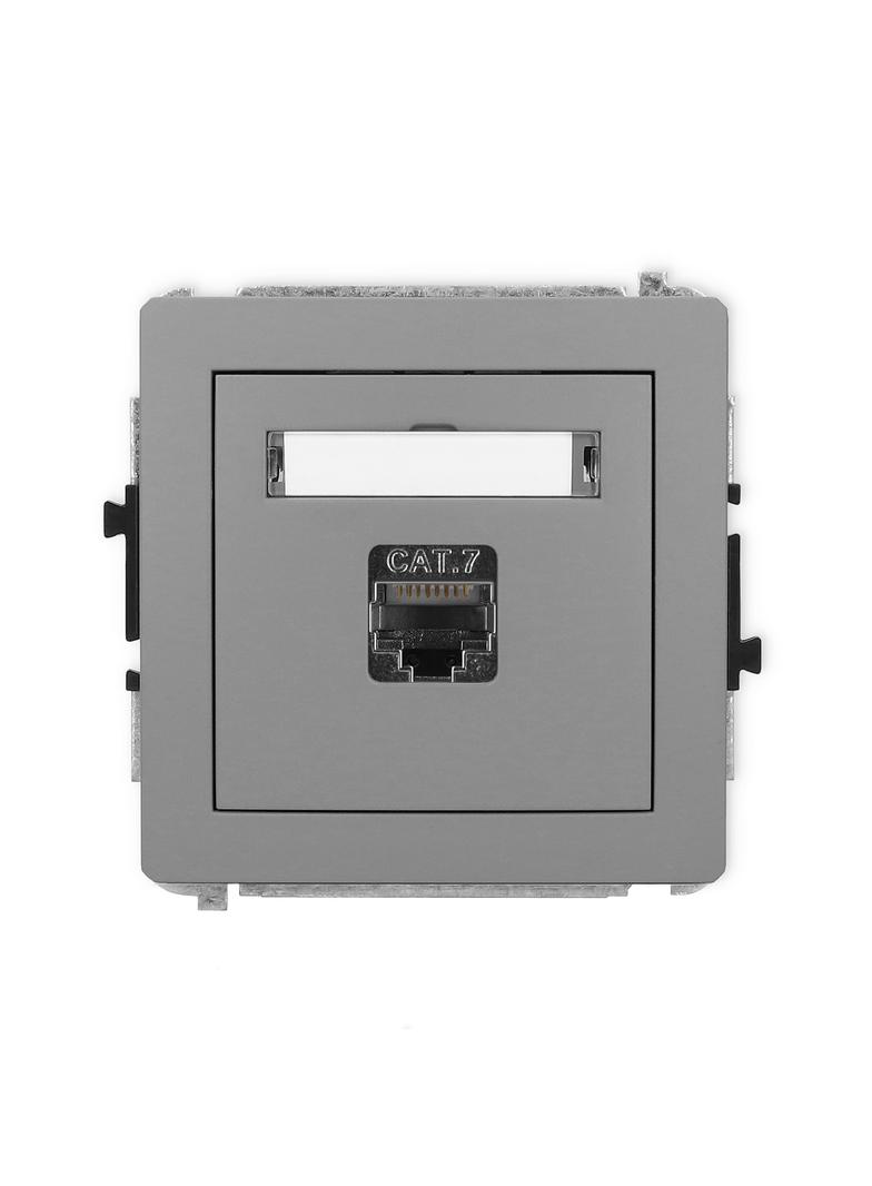 DECO Mechanizm gniazda komputerowego pojedynczego 1xRJ45, kat. 7, ekranowany, 8-stykowy szary mat