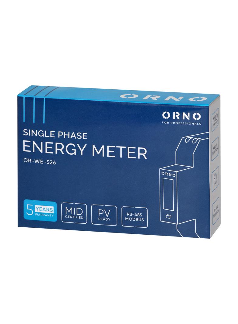 1-fazowy licznik energii elektrycznej, dwukierunkowy, wielotaryfowy, 100A, port RS-485, MID, 1 moduł OR-WE-526 ORNO