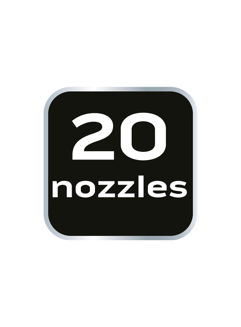 Zraszacz oscylacyjny, funkcja wyłaczania dysz, 20 dysz, regulacja siły strumienia