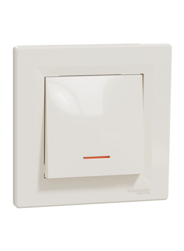 Asfora, łącznik 1-biegunowy, z podświetleniem, krem