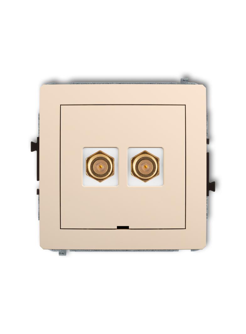 DECO Mechanizm gniazda antenowego podwójnego typu F (SAT) pozłacany, bez pola opisowego beżowy