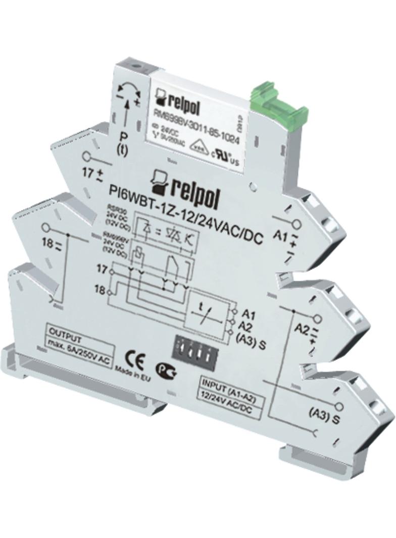 Przekaźnik czasowy PIR6WBT-1Z-24VAC/DC-T 1Z 24V AC/DC 1 A RELPOL