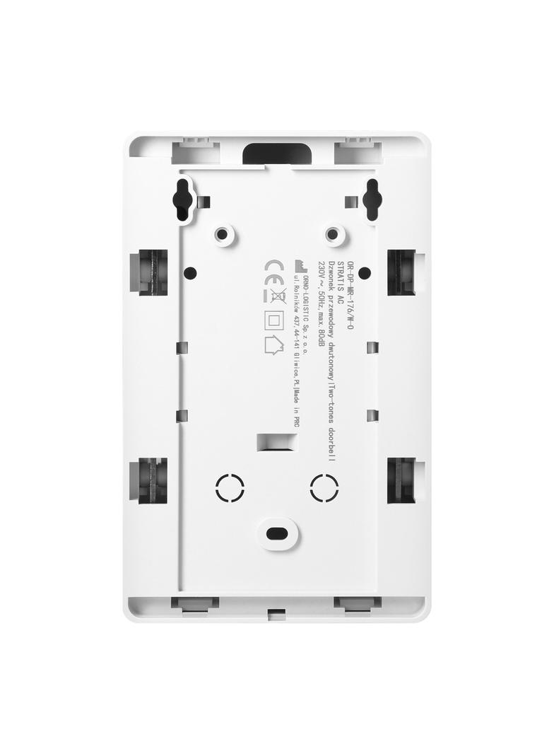 Dzwonek do drzwi przewodowy 230V 2-tonowy DING-DONG 80dB biało-dębowy OR-DP-MR-176/W-O ORNO