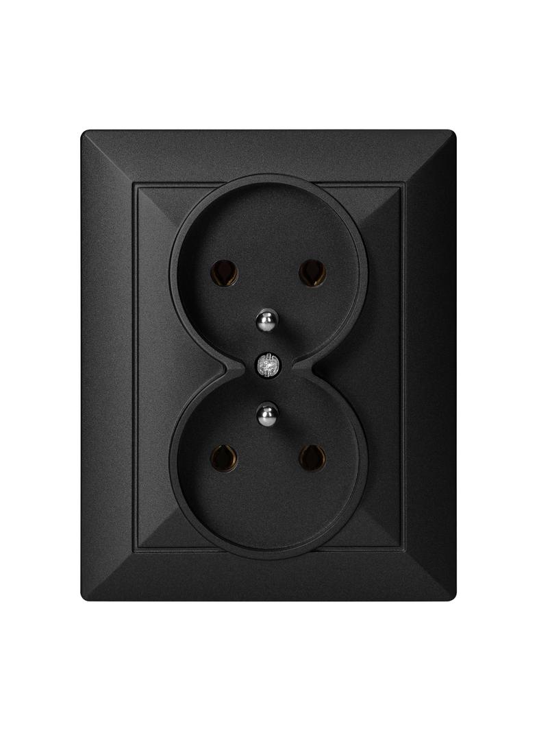 Gniazdo podwójne podtynkowe 2x2P+Z Pearl, 16A, 250V, PT-6 P, czarny OR-OE-7706/K/B ORNO