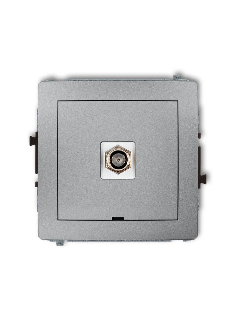 DECO Mechanizm gniazda antenowego pojedynczego typu F (SAT) niklowany, bez pola opisowego srebrny me