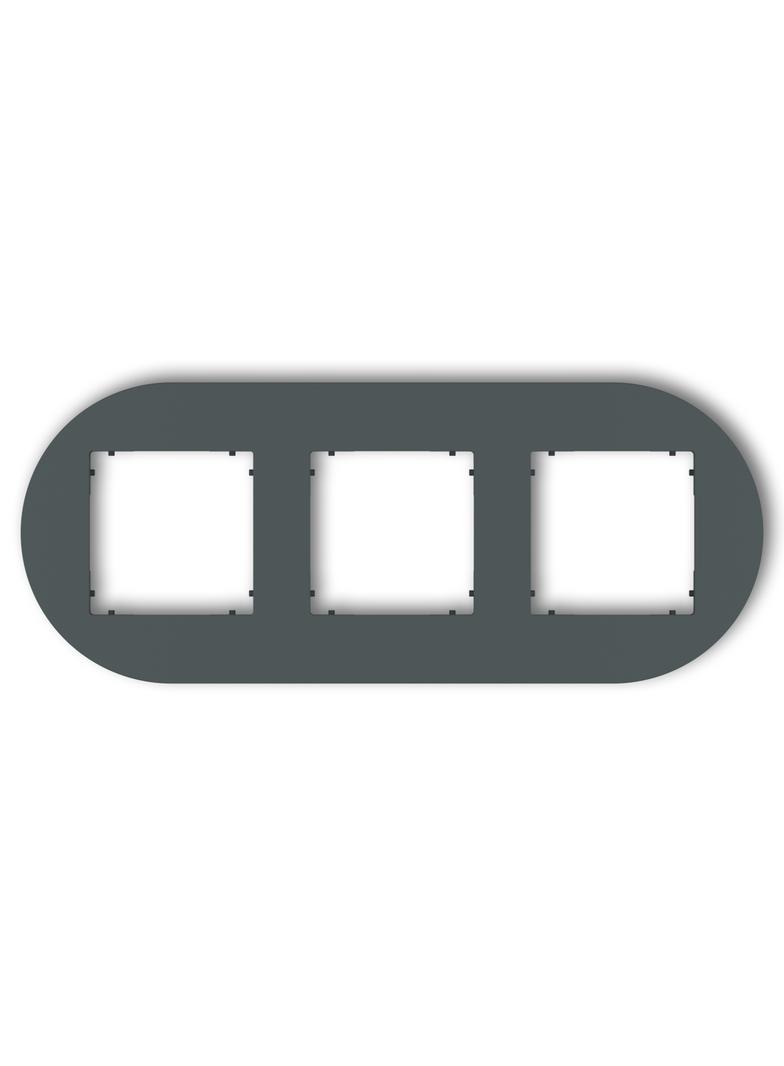 MINI Ramka uniwersalna potrójna okrągła z tworzywa grafitowy mat