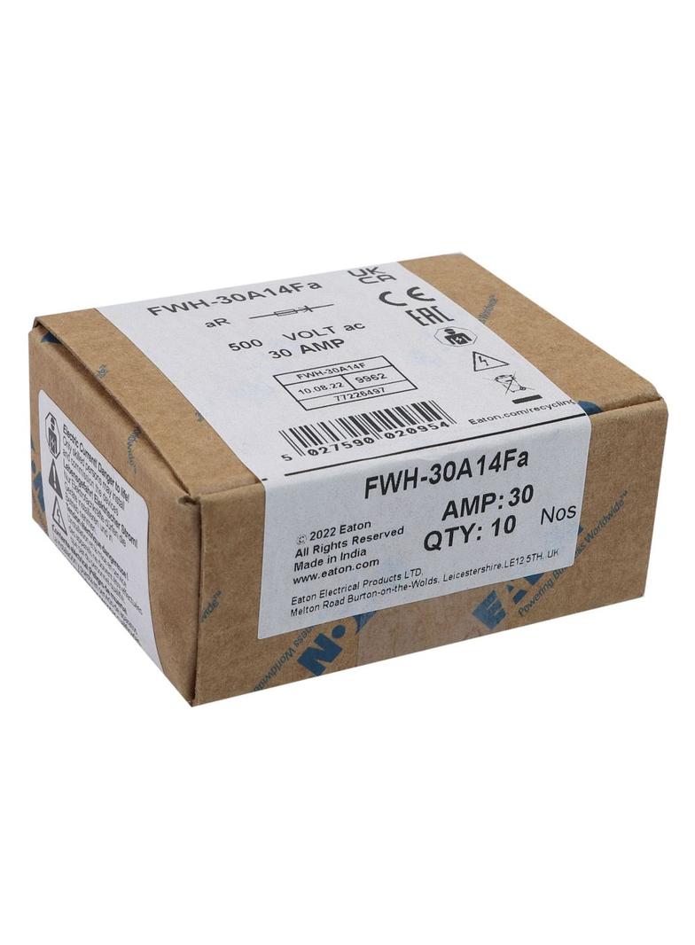 30A 500V AC UL 14x51mm FERRULE FUSE Wkładka szybka 30A AC 500V 14x51 mm aR UL FWH-30A14F EATON