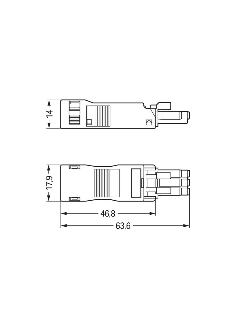 WINSTA MINI gniazdo 3-torowe białe z obudową odciążającą naciąg