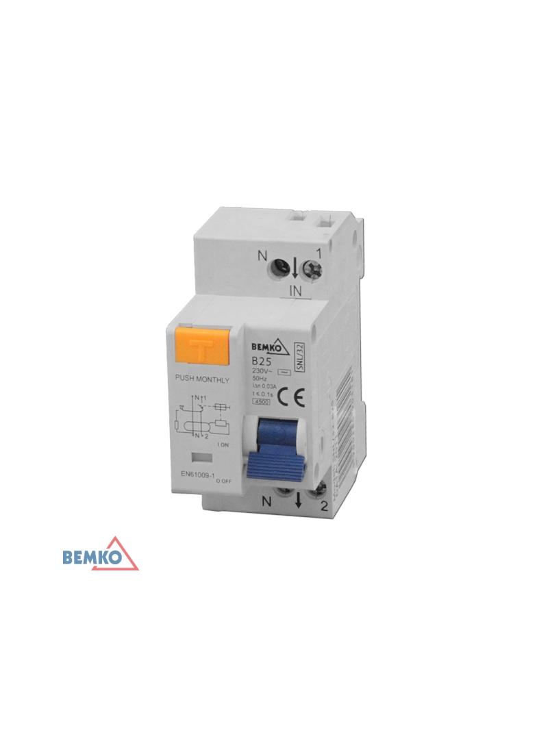 WYŁĄCZNIK RÓŻNICOWOPRĄDOWY Z NADPRĄDOWYM 2P B 16A 30mA