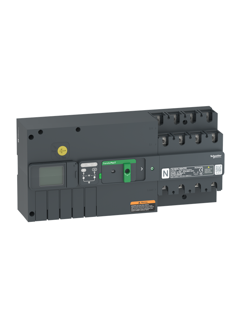 TransferPacT, przełączanie zasilania, opcja komunikacji, 125A, 400V, 4P, LCD, rozmiar 160A