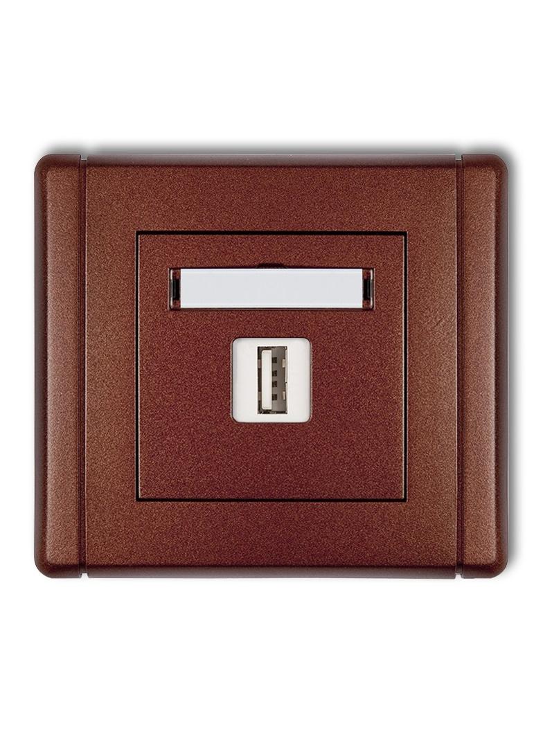 FLEXI Gniazdo pojedyncze USB A-A 2.0 brązowy metalik