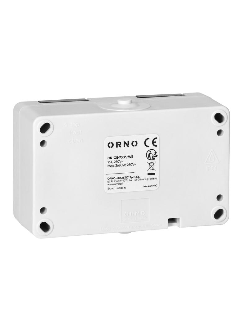 Gniazdo podwójne 2X2P+Z AQUATIC MINI IP54, 16A, 230V AC, biało-czarne OR-OE-7306/WB ORNO