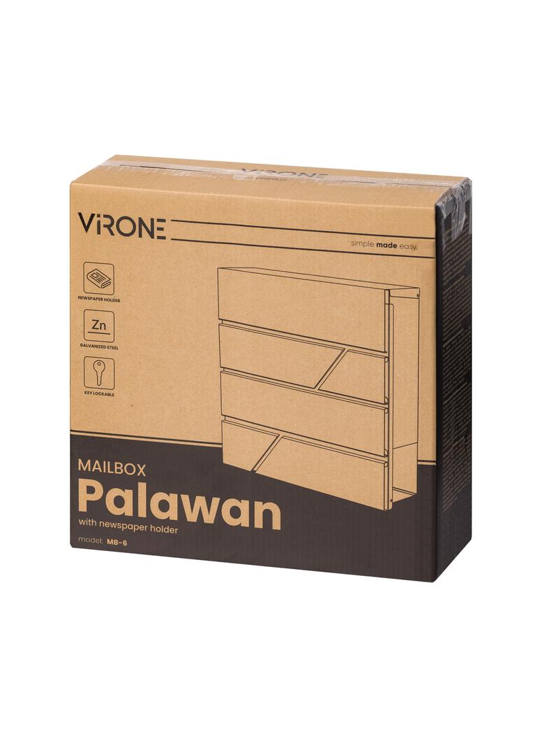 Skrzynka na listy PALAWAN z galwanizowanej stali z gazetnikiem, antracyt