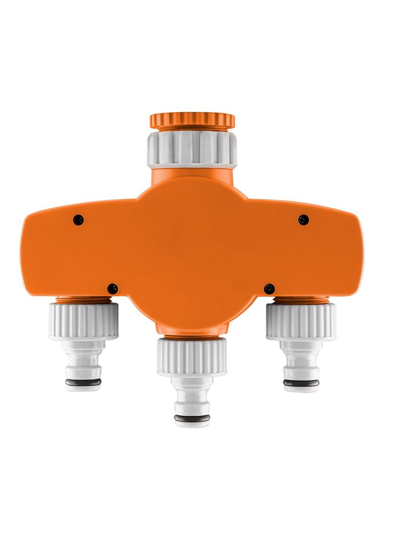 Rozdzielacz trójzaworowy, 2 wyjścia z blokadą, jedno z wyłącznikiem czasowym