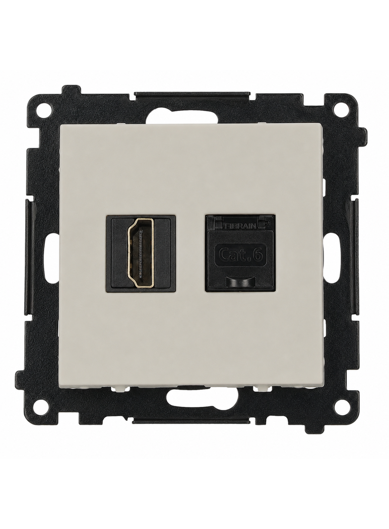 Simon 55 Gniazdo HDMI 2.1 + komputerowe RJ45 kat.6. kaszmirowy TGH21RJ45.01/142