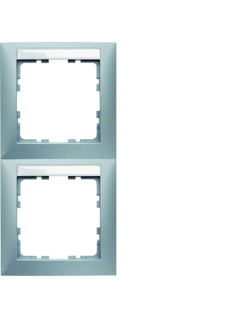 BERKER B.Kwadrat Ramka podwójna pionowa z polem opisowym aluminium mat 10129959 HAGER