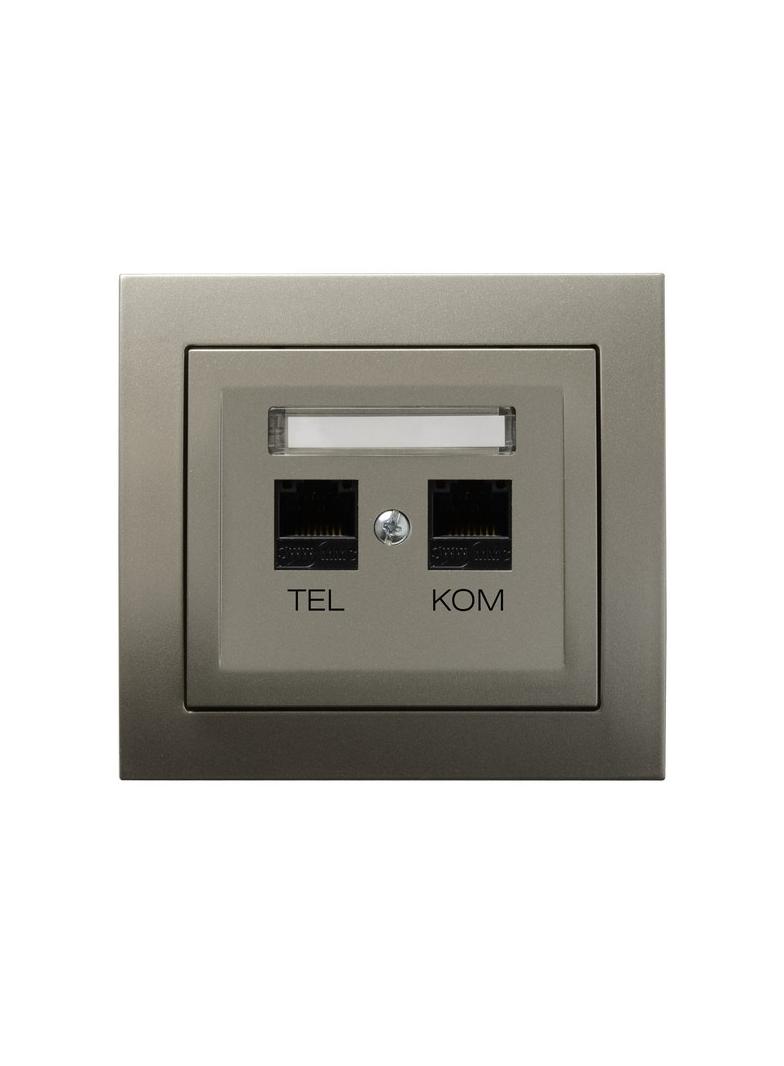 KIER Gniazdo komputerowo-telefoniczne RJ 45 kat. 5e (8-stykowe) + RJ 11 (6-stykowe) kolor satyna light GPKT-W/K/45 OSPEL