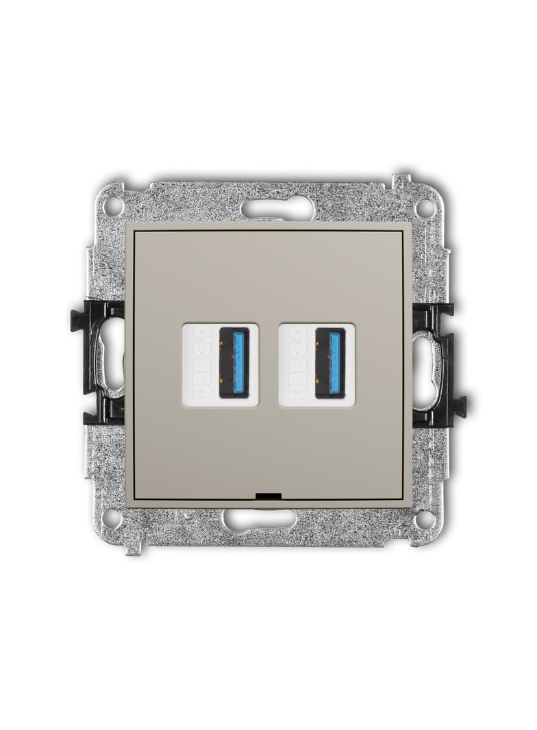 ICON Gniazdo podwójne 2xUSB typ A-A 3.0 taupe 60IGUSBBO-6 KARLIK
