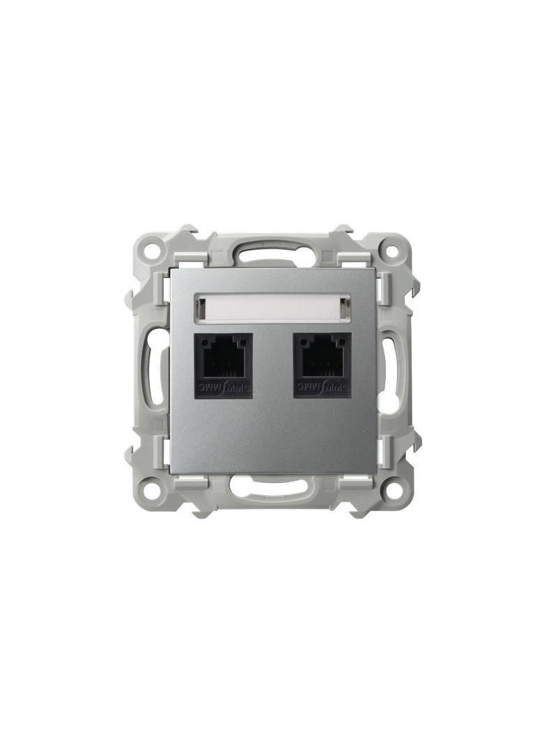 SZAFIR Gniazdo telefoniczne podwójne niezależne - kolor srebro