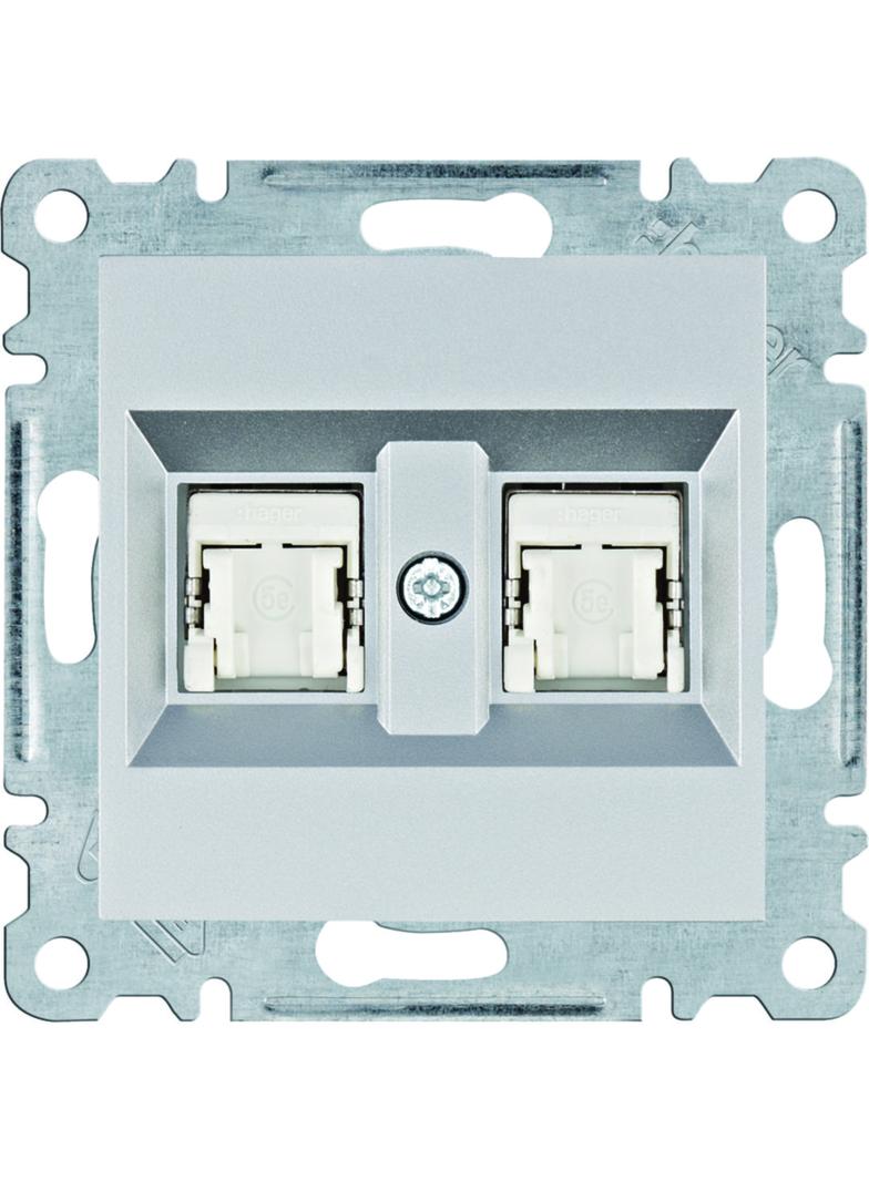 lumina Gniazdo komputerowe podwójne RJ45 kat.5e FTP, srebrny