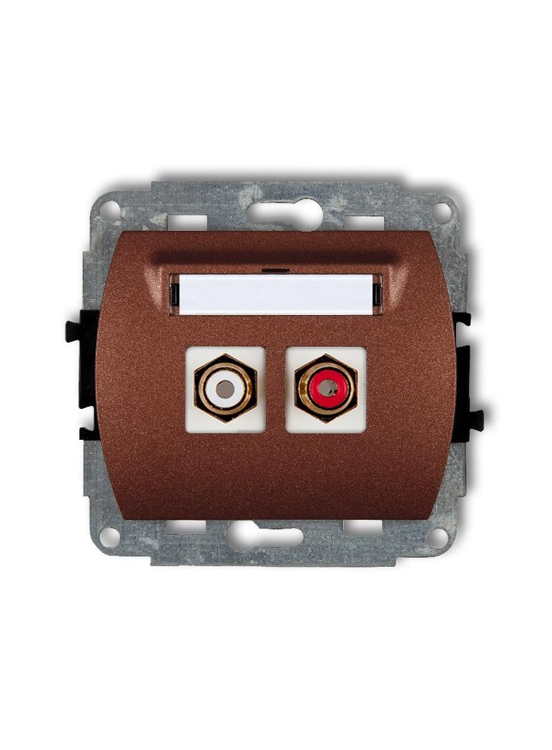 TREND Mechanizm gniazda podwójnego RCA (typu cinch - biały i czerwony, pozłacany) brązowy metalik