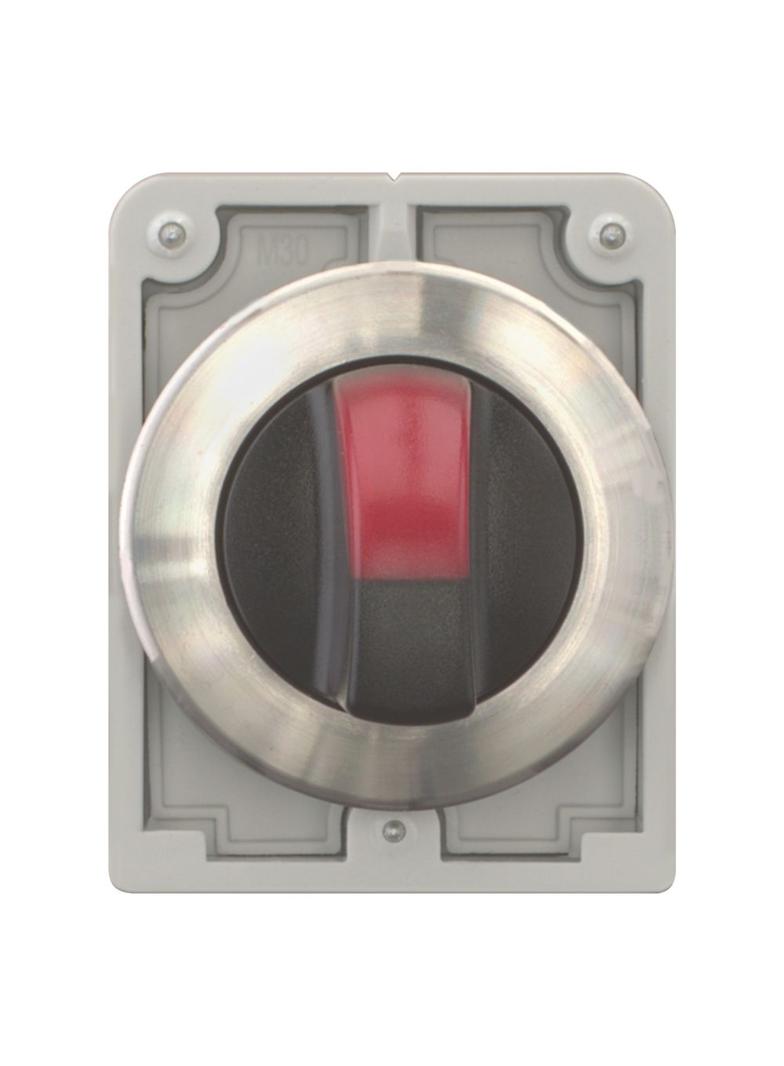 M30I-FWRLK-R Przełącznik piórkowy podświetlany 30mm czerwony 2-pozycyjny bez samopowrotu stal nierdz