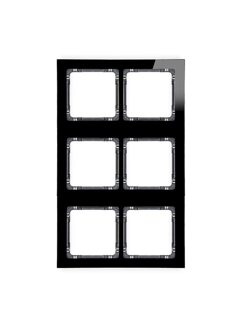 DECO Ramka modułowa 6 krotna (2 poziom, 3 pion) - efekt szkła (ramka czarna; spód grafitowy)