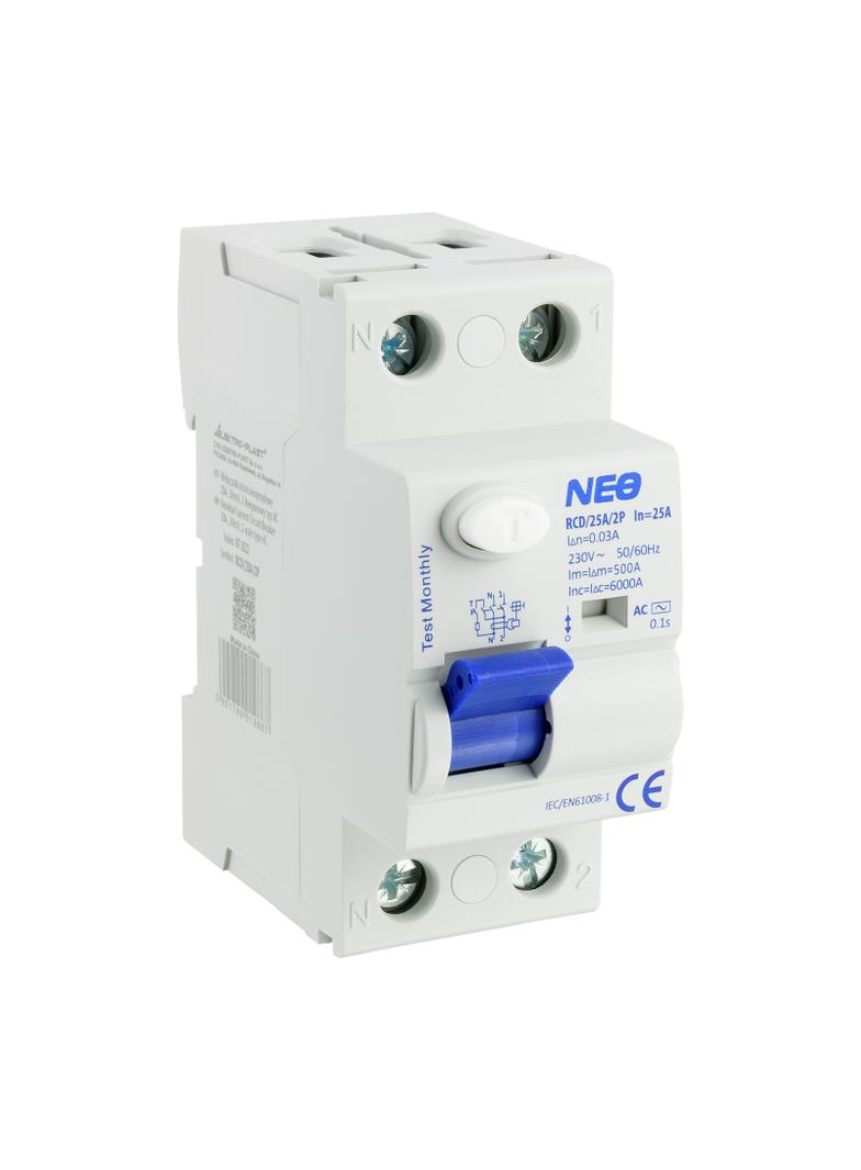 Wyłącznik różnicowoprądowy 1P+N 25A 30mA typ AC RCD/25A/2P 87.822 OPATÓWEK
