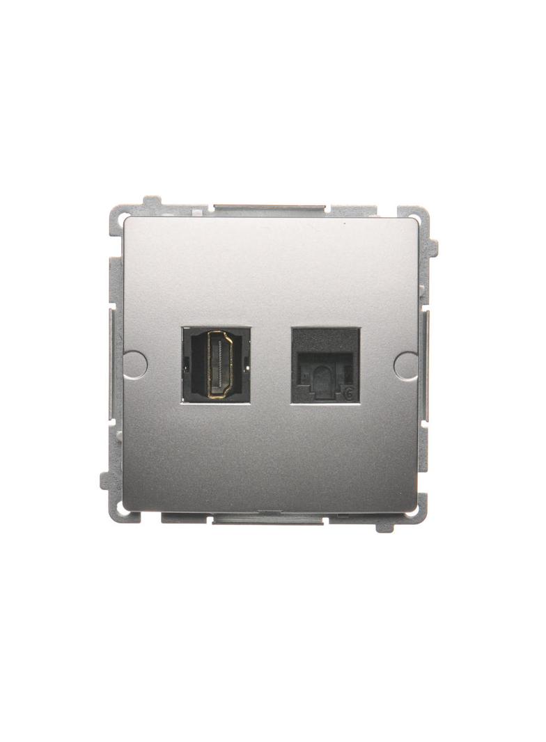 Simon Basic Gniazdo HDMI + RJ45 kat.6. srebrny mat BMGHRJ45.01/43 KONTAKT
