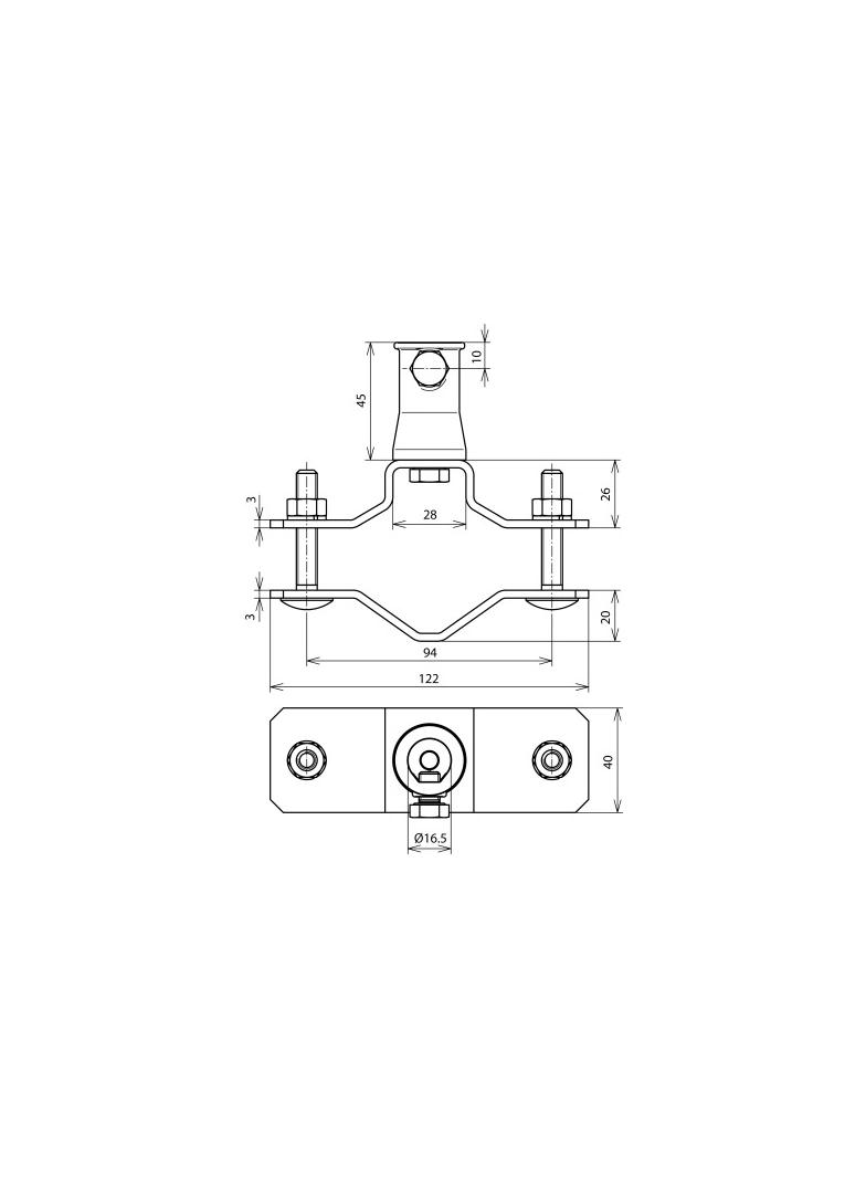 Obejma do rur z gniazdem mocowania, 1 1/2-2" stal nierdzewna NIRO